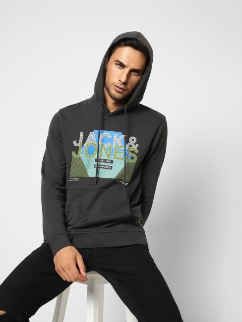 Black Camo Print Hooded Sweatshirt For Men - JACK&JONES