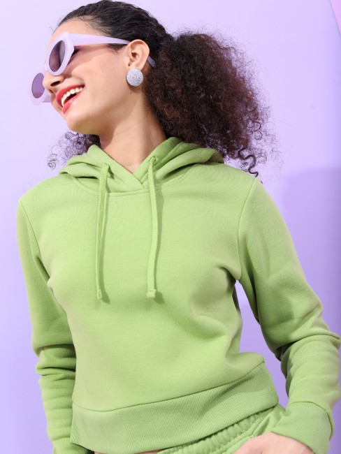 Women Green Solid Sweatshirt