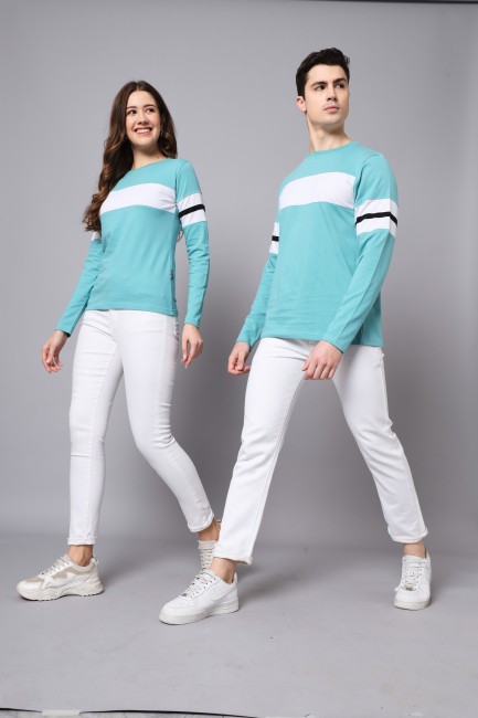 Couple Combo Split Design Chill Out Cotton T-Shirts Full Sleeves