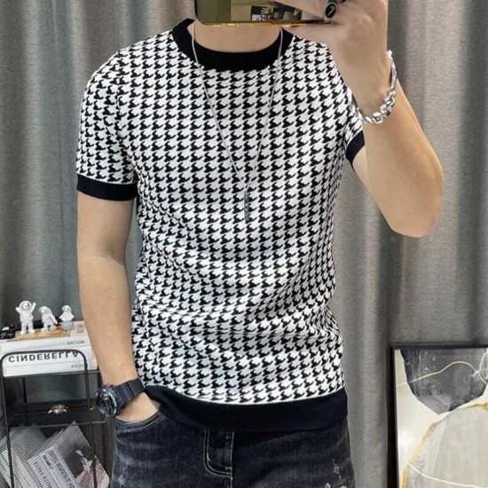 Men Summer High Elasticity Breathable Sports Tight Short Sleeve Pattern  Print Quick Dry Fitness Top Small Men Shirts Workout Shirts Mens Polyester