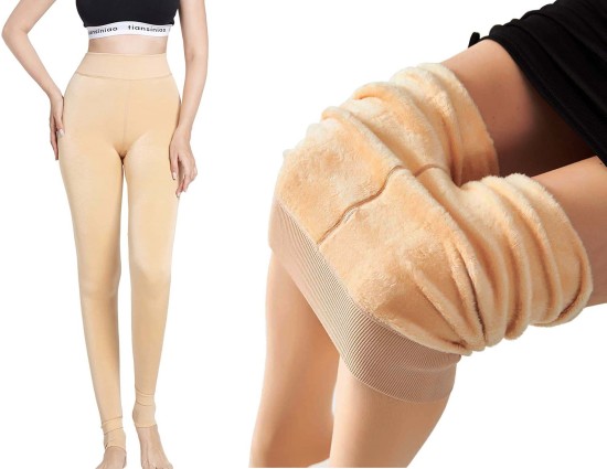 Women Clothing Women's Winter Thermal Fleece High Waist Warm Plush  Stockings Perfect Legs Slimming Translucent Trousers Legging for Women  Nylon Spandex E 