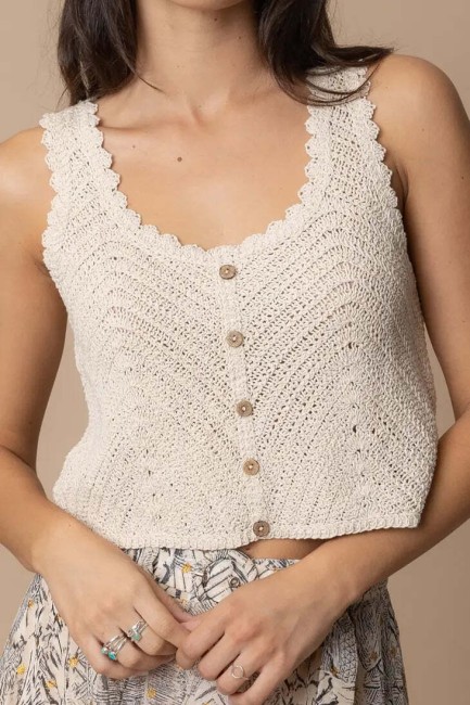 Womens Knitted Crop Top Short Sleeve Crochet Hollow Out Square