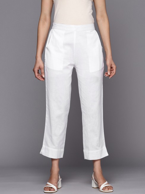 Indian White Long And High Rise Cotton Ladies Trousers, With 2 Pockets, For  Daily Wear at Best Price in Indore | Pari Collection
