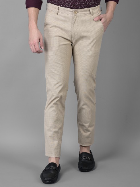 Canary London Khaki Solid Slim Fit Cargo Casual Trouser