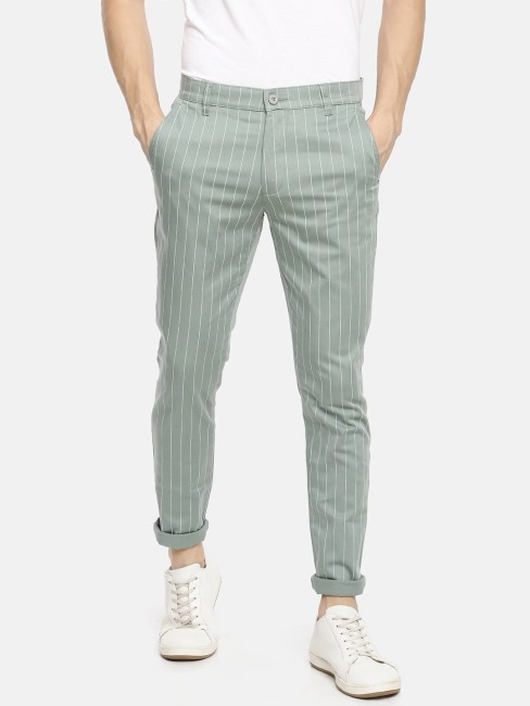 Buy AD by Arvind Men Grey Flat Front Striped Formal Trousers  NNNOWcom