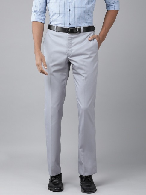 Buy PARK AVENUE Grey Structured Polyester Blend Super Slim Fit Mens Trousers   Shoppers Stop