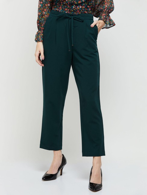 Buy MAX Women Solid Ankle Length Trousers from Max at just INR 9990