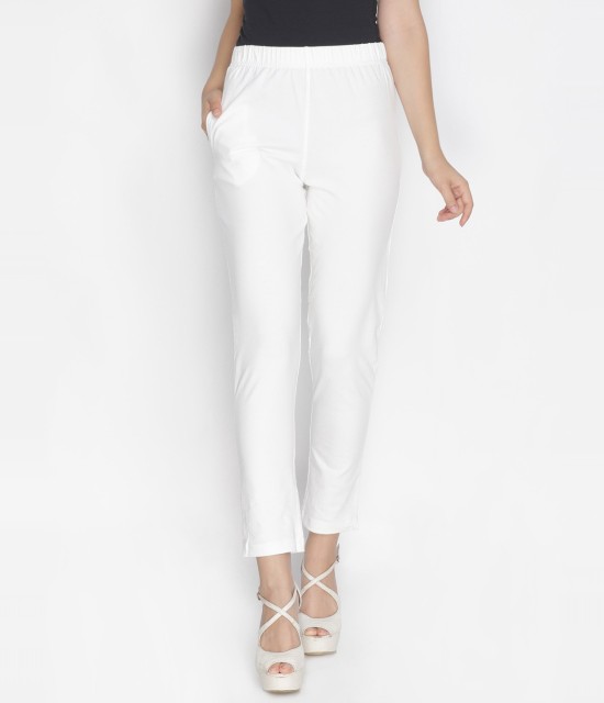 White Cotton Trouser For Women  Solid Regular Fit  सद SAADAA  सद   SAADAA