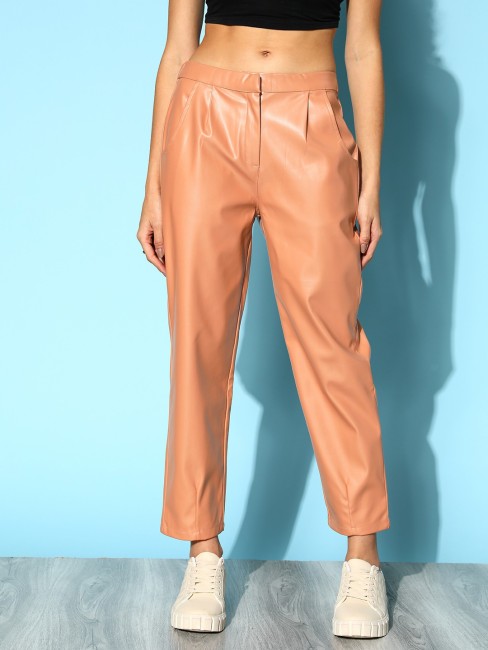 Leather Look Straight Leg Trousers