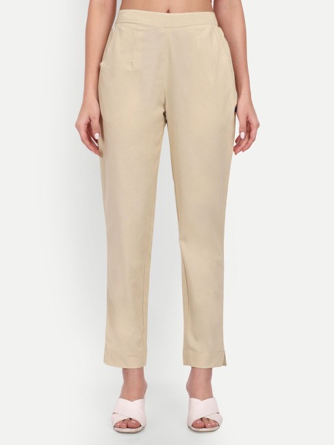 Wide linenblend trousers  Cream  Ladies  HM IN