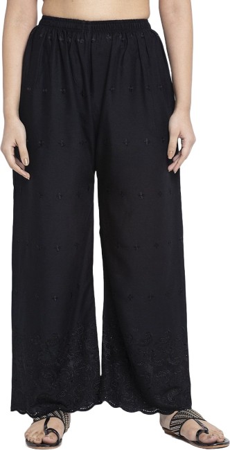 Casual Wear GreenBlue Womens Girls Jaipuri Rayon Embroidered Long Palazzo  Pant Size Free Up To