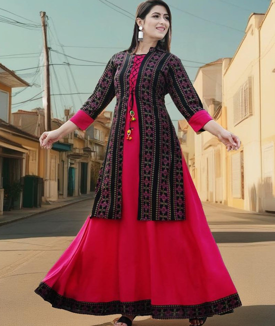 Latest long clearance jacket kurti design