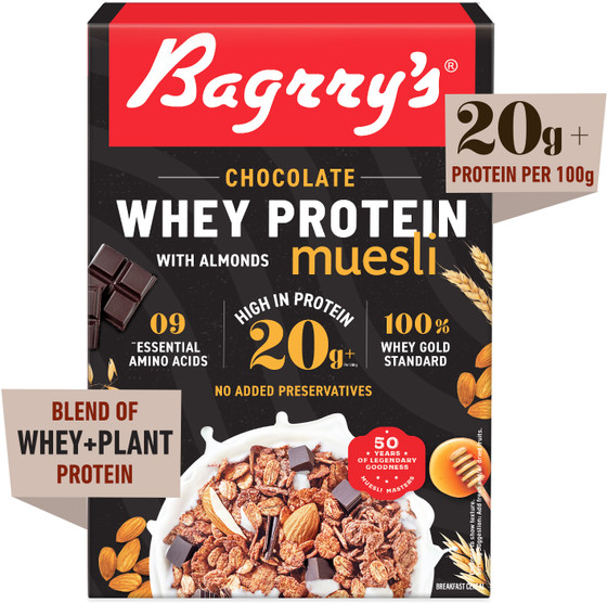 90% Off Bagrry's Chocolate Whey Protein Muesli (20g+ Protein per 100g) - ₹39 Only