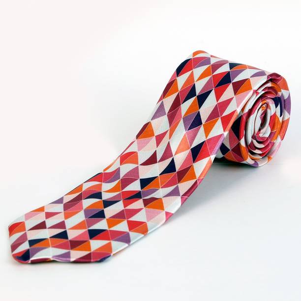 BLACKSMITH Abstract Pink Design Geometric Print Men Tie