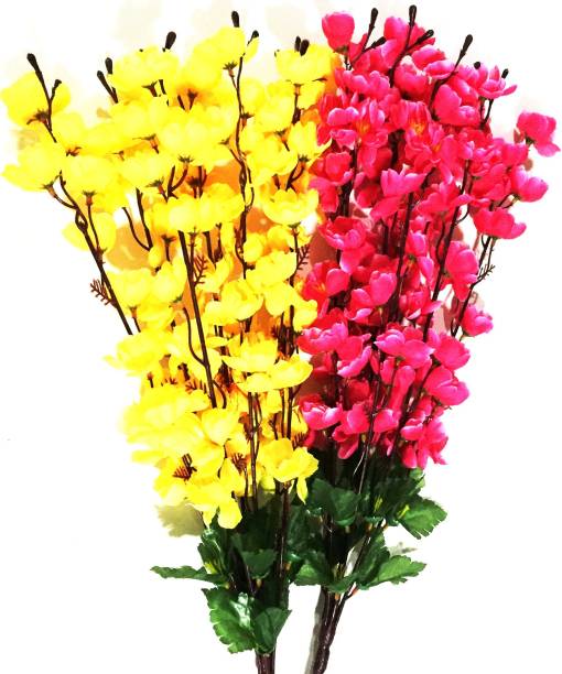 BriteNOVA Yellow, Pink Orchids Artificial Flower