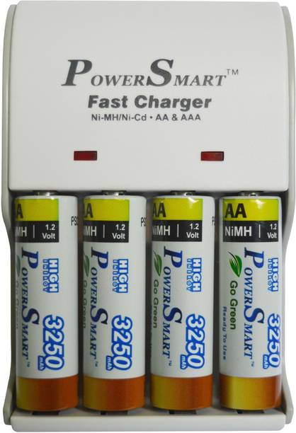 Power Smart 3250 mAH x 4AA AAA NiMH NiCD Cells 1 Hour Ready To Use 4 LED With Auto Cut Off Function PS 1002  Camera Battery Charger