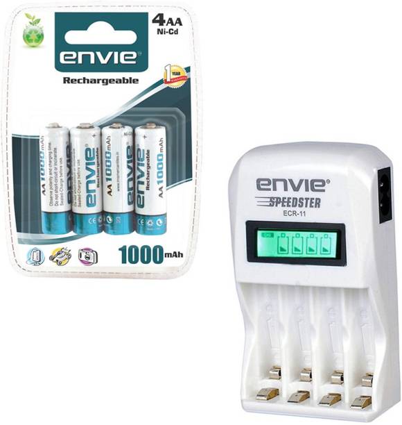 Envie Speedster ECR-11 + 4xAA 1000 Ni-CD rechargeable  Camera Battery Charger