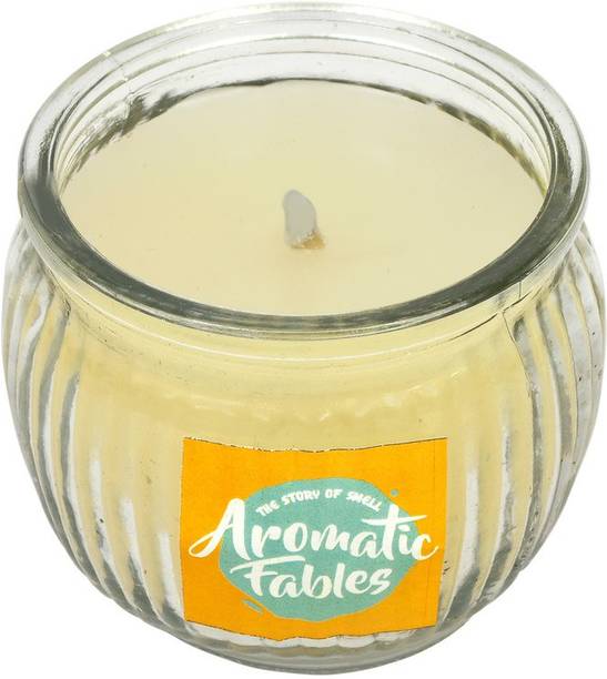 First Row Aromatic Fables 7oz Vanilla Fragrance Soy Wax Scented Decorative Gifting White Color Round Glass Candle Candle