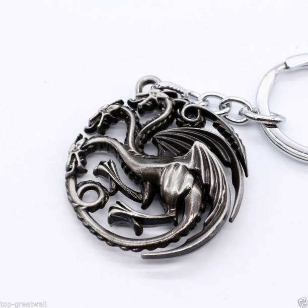 Optimus traders Game of Thrones Targaryen Dynasty Badge 3D silver - metal keychain. Key Chain