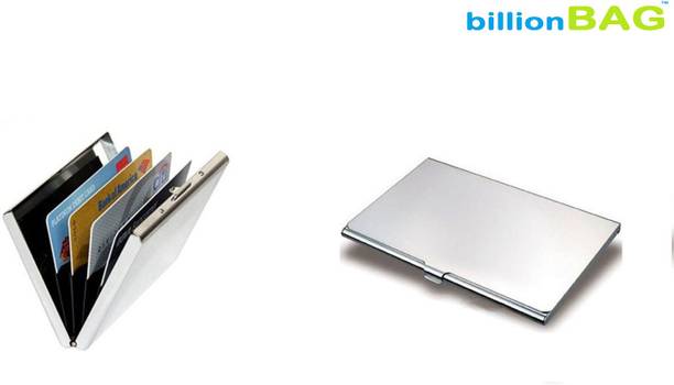 billionBAG New Steel Plain Executive Silver ATM & Steel Luxury Visiting 6 Card Holder