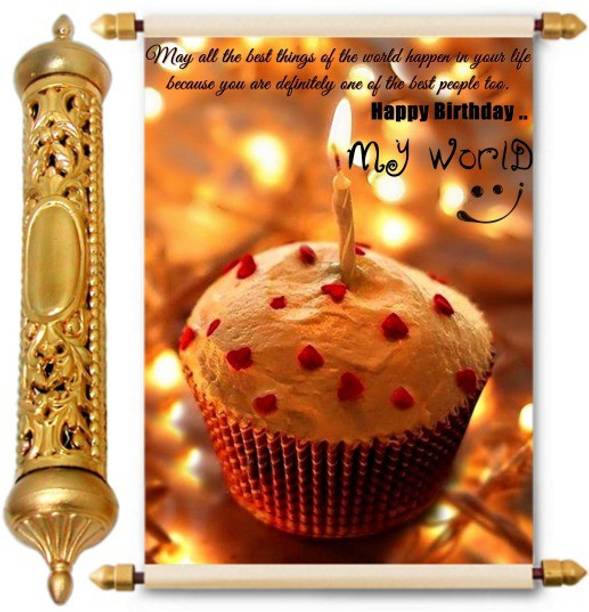 Lolprint Happy Birthday my World Gold Scroll Greeting Card