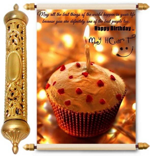 Lolprint Happy Birthday my Heart Gold Scroll Greeting Card