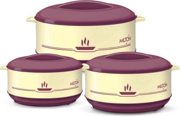MILTON Buffet Junior Set (0.45/0.82/1.55 ltrs)Insulated Plastic - Kitchen Hot Food Pack of 3 Thermoware Casserole Set
