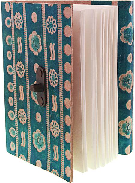 CRAFT CLUB Blue Leather Embossed Notebook With C-Lock A6 Diary Unruled 144 Pages