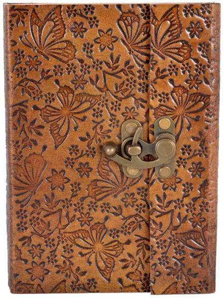 CRAFT CLUB butter fly leather notebook with lock Regular Diary Unruled 200 Pages