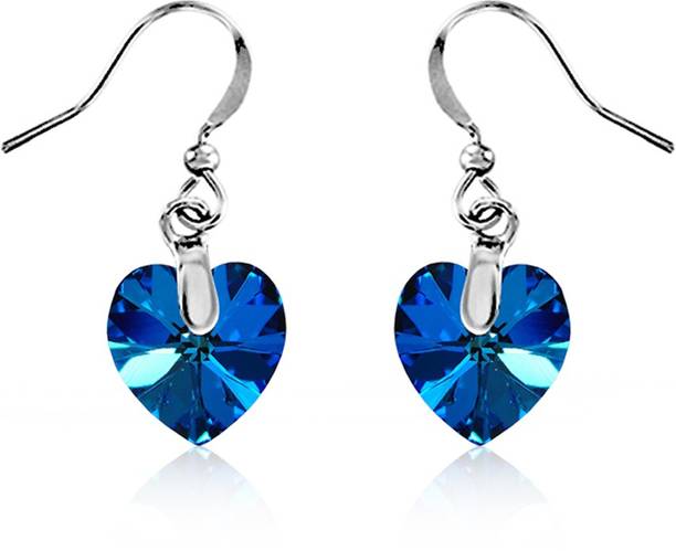 Blue Love For My Valentine Swarovski Crystal Alloy, Brass Drops & Danglers