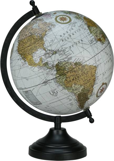 Globeskart Designer Antique Ruff Off White Desk and Table Top Political World Globe