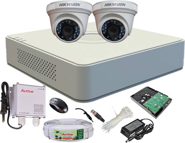 HIKVISION HD Full Combo, DS-2CE56C2T-IRB Dome Camera 2Pcs + Active Cable + 500GB HDD + HD Mini DVR Security Camera