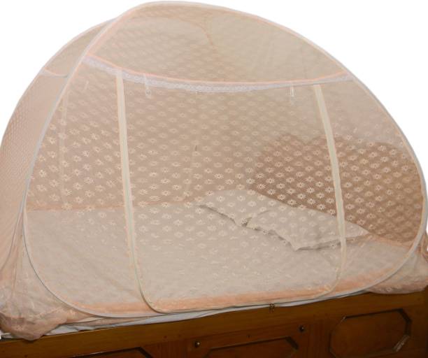 HEALTHY SLEEPING Polyester Adults Washable Foldable Double Bed Embroidery-Premium Mosquito Net