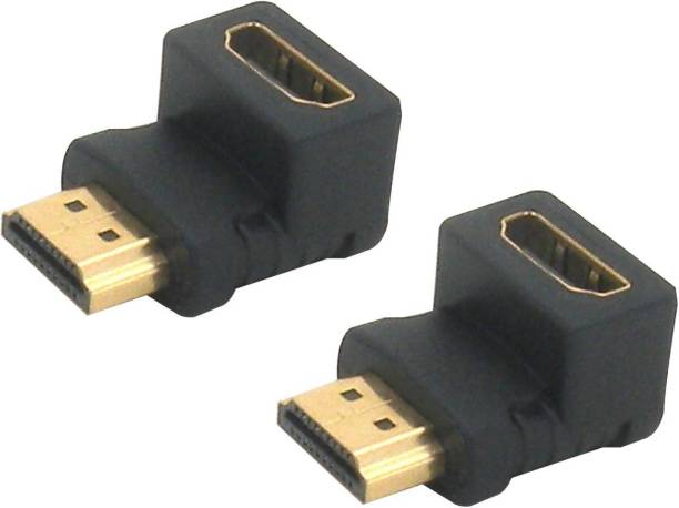 Techvik Pack Of 2 Male to Female extension RIGHT ANGLE "L"Shape 1080p Full HD HDMI Connector