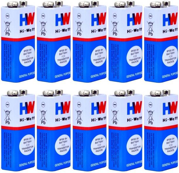 BALRAMA 10pcs 9 VOLTS BATTERY HI-WATT 100% Original 6F22 9V Long Life Carbon Zinc Batteries for Electronic Toys, Clocks, Walkie-Talkies, Smoke Alarms, Handheld Test Equipment, Digital Instruments, Transistor Radios  Battery