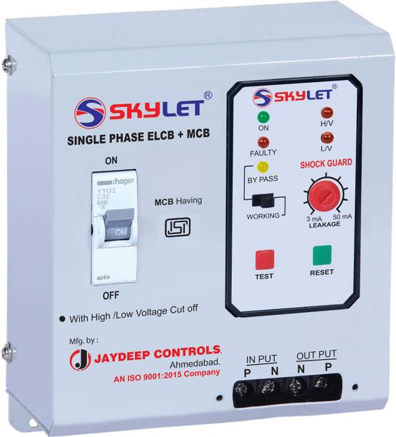 SKYLET ELCB+MCB SINGAL PHASE 2 POLE ELCB METAL BODY MODULER MCB