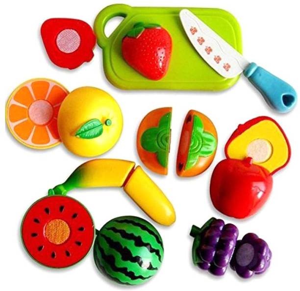 Firstep Realistic Sliceable Fruits Cutting Play Toy Set with Velcro, Multi Color