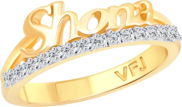 VIGHNAHARTA Romantic Word "SHONA" for Women and Girls - [VFJ1264FRG15] Alloy Cubic Zirconia Gold Plated Ring