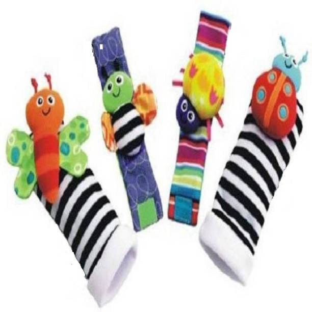 Kuhu Creations Multicolour Baby Wrist & Foot 4pcs Rattle