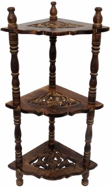 Craftland wooden corner with multiple shelves Wooden Wall Shelf