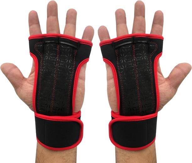 KOBO Exercise Weight Lifting Grippy Hand Protector Padded For Cross & Functional Training With Wrist Support Gym & Fitness Gloves