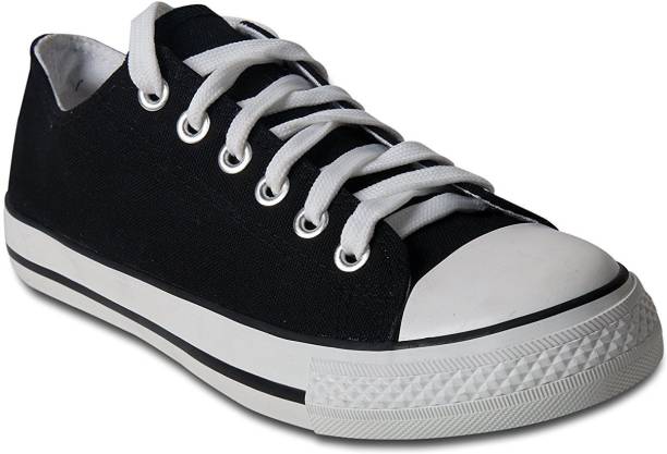 Romanfox Romanfox-Black-casual-sneaker-shoes Canvas Shoes For Men