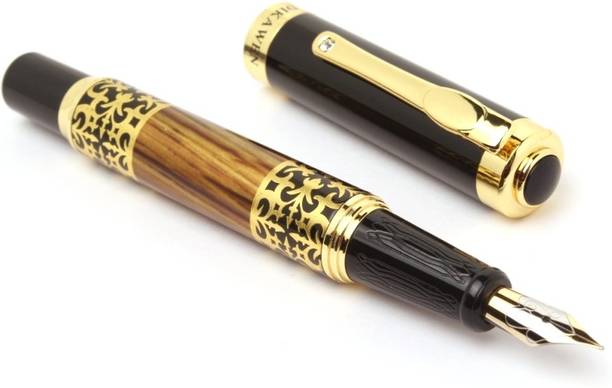 Ledos ROYAL WOOD DESIGNER WITH GOLDEN TRIMS NEW Fountain Pen