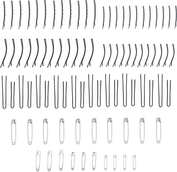 Out Of Box Combo Of 24 Bob Pin 24 Side Pin 20 Pieces Juda Pin 10 Piece Big Safety Pin 10 Piece Mixed Size Safety Pins Hair Pin