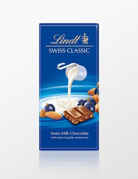 LINDT Swiss Classic Milk Chocolate With Raisins & Gently Rosted Nuts Bars