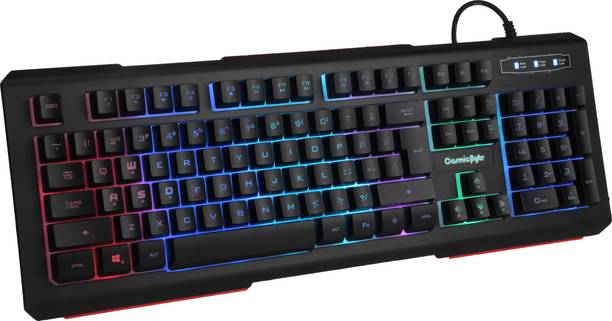 Cosmic Byte CB-GK-02 Corona Wired 7 Color RGB backlit with Effects, Anti-Ghosting Wired USB Standard Gaming Keyboard Compatible with Desktop, Laptop, Mac