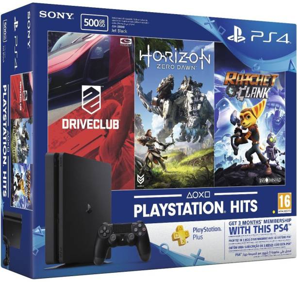 SONY PlayStation 4 (PS4) Slim 500 GB with Horizon Zero Dawn, Drive Club and Ratchet & Clank