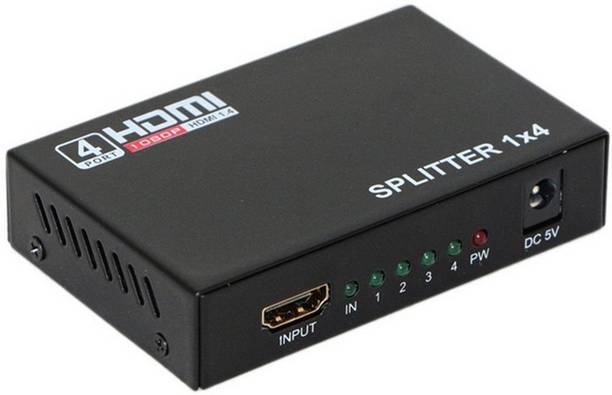 LipiWorld  TV-out Cable HDMI Splitter 1 IN 4 OUT Full HD 1080P Support 3D v1.4 for HDTV / STB/ DVD / Projector / DVR BLACK