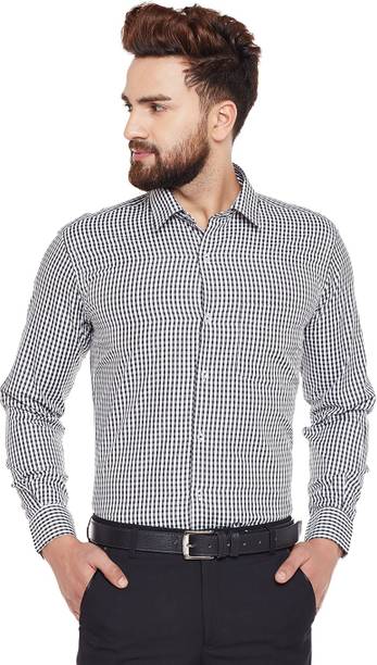 Hancock Men Checkered Formal Black Shirt