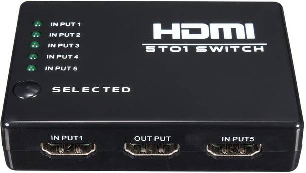 LipiWorld TV-out Cable 5 Port HDMI Switch - Mini 1080p HDMI Switcher Selector Box Auto Switch With Remote